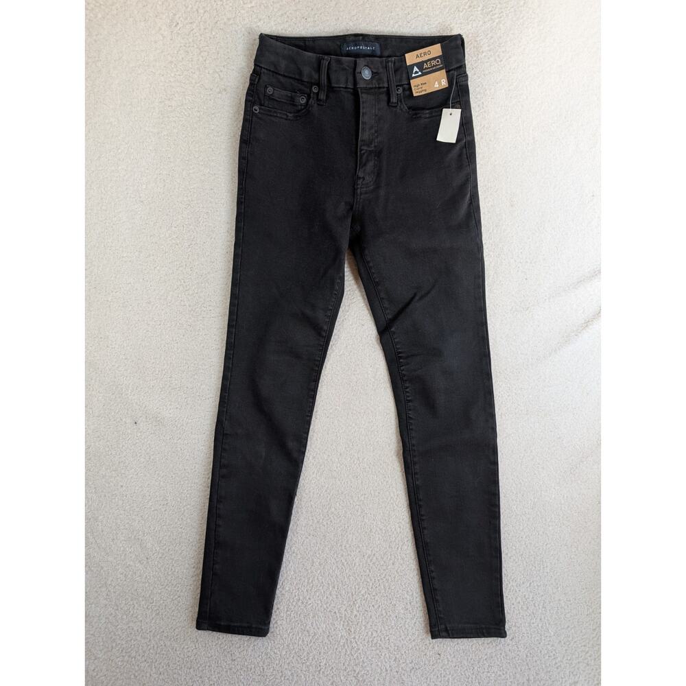 NEW Aeropostale Jeans Jeggings Womens Sz 4 Regular Black High Rise Curvy Denim